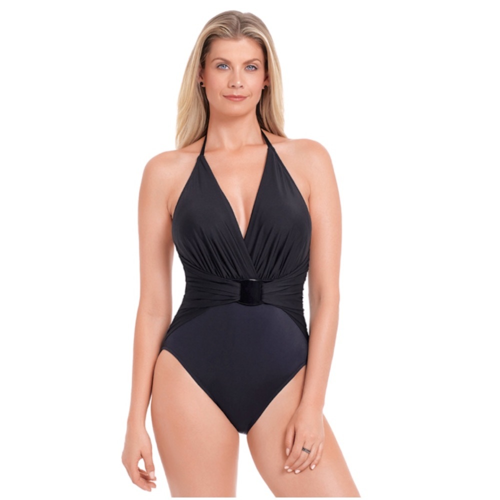 Magicsuit Solid Black Angelina One Piece Swimsuit Size 14 NWT